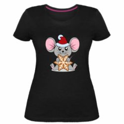 Жіноча преміум футболка Mouse with cookies - PrintSalon
