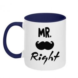 Чашка двухцветная 320ml Mr. right - PrintSalon