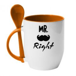 Чашка с ложкой Mr. right - PrintSalon