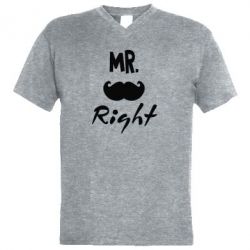 Мужская футболка  с V-образным вырезом Mr. right - PrintSalon