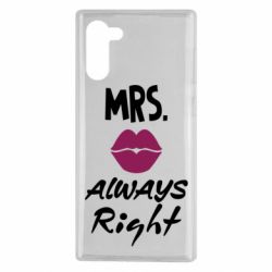Чехол для Samsung Note 10 Mrs. always right - PrintSalon