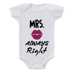 Детский бодик Mrs. always right - PrintSalon