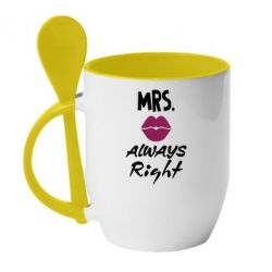 Чашка с ложкой Mrs. always right - PrintSalon