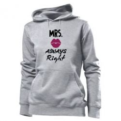 Женское худи Mrs. always right - PrintSalon