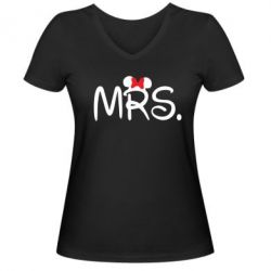 Женская футболка с V-образным вырезом Mrs. - PrintSalon