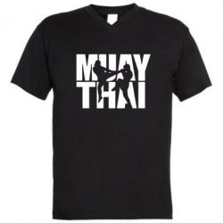 Мужская футболка  с V-образным вырезом Муай Тай - PrintSalon