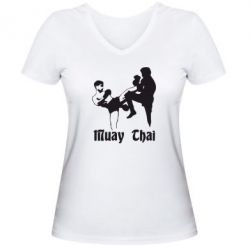 Женская футболка с V-образным вырезом Muay Thai Fighters - PrintSalon