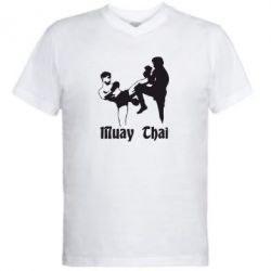 Мужская футболка  с V-образным вырезом Muay Thai Fighters - PrintSalon