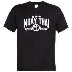 Мужская футболка  с V-образным вырезом Muay Thai Hard Body - PrintSalon