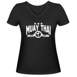 Женская футболка с V-образным вырезом Muay Thai Hard Body - PrintSalon
