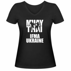 Женская футболка с V-образным вырезом Muay Thai IFMA Ukraine - PrintSalon