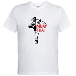 Мужская футболка  с V-образным вырезом Muay Thai kick - PrintSalon
