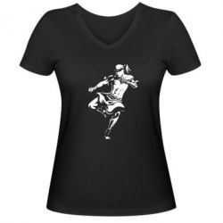 Женская футболка с V-образным вырезом Muay Thai Low Kick - PrintSalon