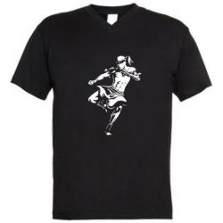 Мужская футболка  с V-образным вырезом Muay Thai Low Kick - PrintSalon