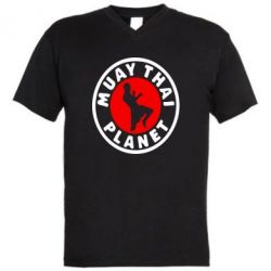Мужская футболка  с V-образным вырезом Muay Thai Planet - PrintSalon