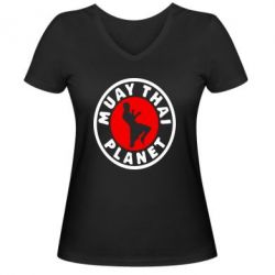 Женская футболка с V-образным вырезом Muay Thai Planet - PrintSalon
