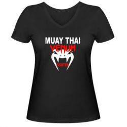 Женская футболка с V-образным вырезом Muay Thai Venum Fighter - PrintSalon