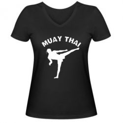 Женская футболка с V-образным вырезом Muay Thai - PrintSalon