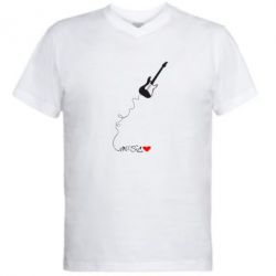 Мужская футболка  с V-образным вырезом Music love - PrintSalon