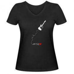 Женская футболка с V-образным вырезом Music love - PrintSalon