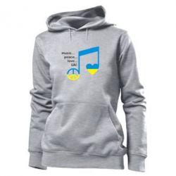 Женское худи Music, peace, love UA - PrintSalon