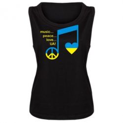 Женская майка Music, peace, love UA - PrintSalon