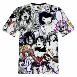 Мужская футболка 3D Ahegao anime characters manga-PrintSalon Мужская футболка 3D Ahegao anime characters manga