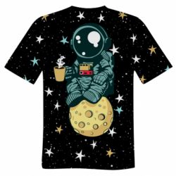 Мужская футболка 3D Astronaut and coffee-PrintSalon Мужская футболка 3D Astronaut and coffee