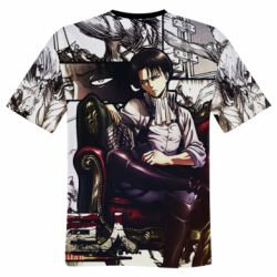 Мужская футболка 3D Attack on Titan Кapral Levi-PrintSalon Мужская футболка 3D Attack on Titan Кapral Levi