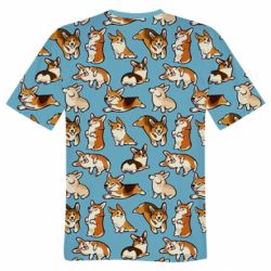Мужская футболка 3D Cute Corgis-PrintSalon Мужская футболка 3D Cute Corgis