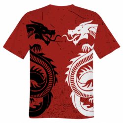 Чоловіча футболка 3D Dragons Black White - PrintSalon