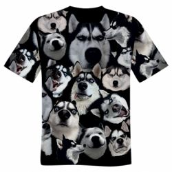 Чоловіча футболка 3D Husky Emotions - PrintSalon