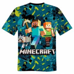 Чоловіча футболка 3D Minecraft Steve Alex And Dog - PrintSalon