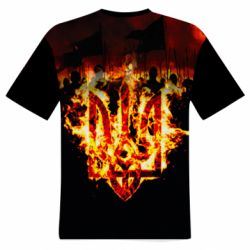 Чоловіча футболка 3D Вогняний герб України - PrintSalon