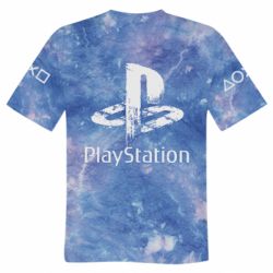 Чоловіча футболка 3D Playstation on tai dai background - PrintSalon