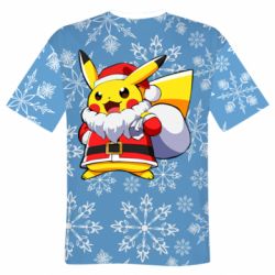 Мужская футболка 3D Santa Claus Pikachu-PrintSalon Мужская футболка 3D Santa Claus Pikachu