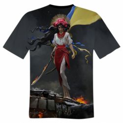 Чоловіча футболка 3D Українка захисниця - PrintSalon