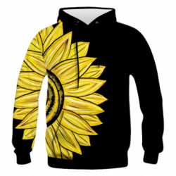 Мужское 3D худи Большой подсолнух Украина - PrintSalon