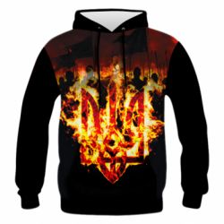 Чоловіче 3D худі Вогняний герб України - PrintSalon