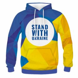 Чоловіче 3D худі Stand with UKRAINE geometric - PrintSalon