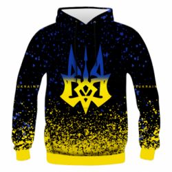 Чоловіче 3D худі Ukraine, yellow blue - PrintSalon