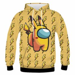 Мужское 3D худи Among Us - Pikachu skin - PrintSalon