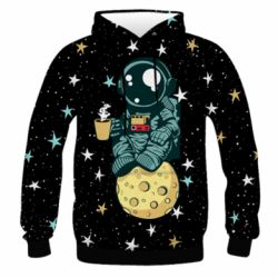 Чоловіче 3D худі Astronaut and coffee - PrintSalon