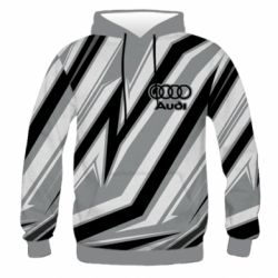 Мужское 3D худи Audi and gray background - PrintSalon