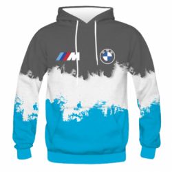 Мужское 3D худи BMW logo and gray background - PrintSalon