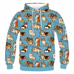 Чоловіче 3D худі Cute Corgis - PrintSalon