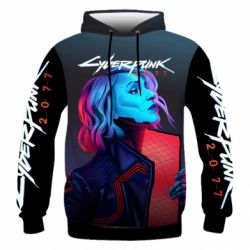 Чоловіче 3D худі Cyberpunk Girl Portrait - PrintSalon