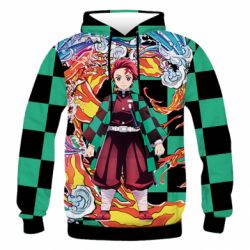 Мужское 3D худи Demon Slayer Kimetsu No Yaiba - PrintSalon