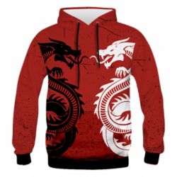 Чоловіче 3D худі Dragons Black White - PrintSalon