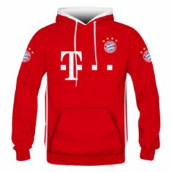 Мужское 3D худи FC Bayern. Твоя фамилия, номер (англ.) - PrintSalon